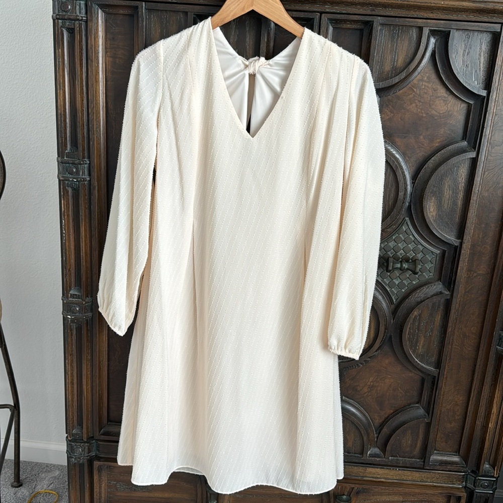 INC crème dress size L NWOT with bow. - Picture 2 of 11